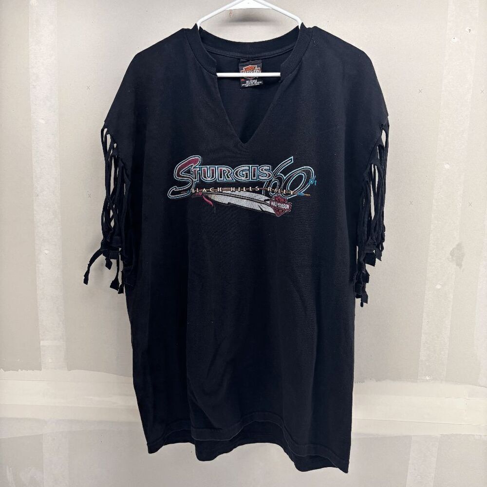 Vintage‎ Harley-Davidson Womens XL Sturgis 60th Anniversary 2000 Shirt Feather